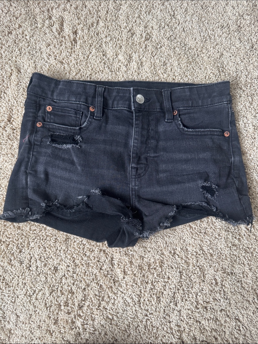 American Eagle Outfitters Black Distressed Jean Shorts